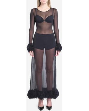 Marine Serre Mesh Jersey Long Dress - Black