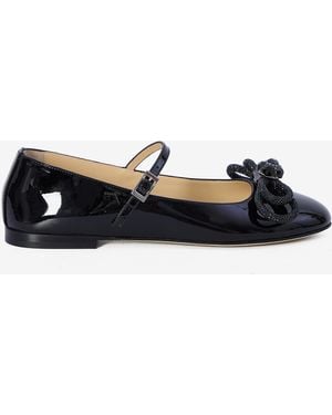 Mach & Mach Mach & Double Bow Ballerinas - Black