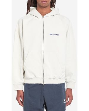 Balenciaga Felpa Con Zip - Bianco