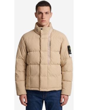 Stone Island Cotton And Nylon Canvas Down Jacket - Natural