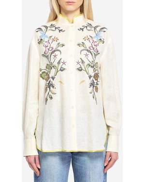 Valentino Garavani Linen Shirt With Embroidery - Natural