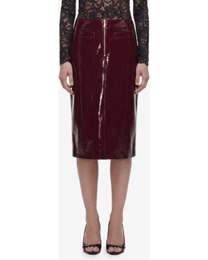 Self-Portrait Faux Leather Skirt - Purple