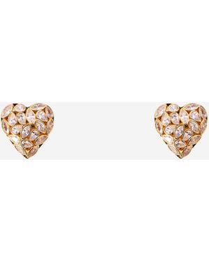 Self-Portrait Embellished Heart Earrings - White