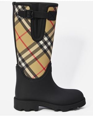 Burberry Check Rainboots - Black
