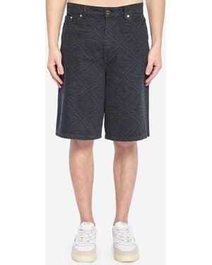 CASABLANCA Laser Monogram Denim Shorts - Black