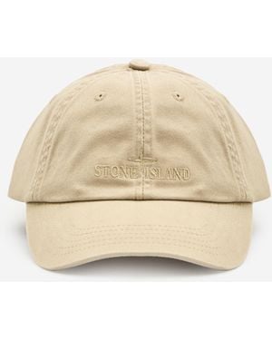 Stone Island Baseball Hat With Embroidery - Natural