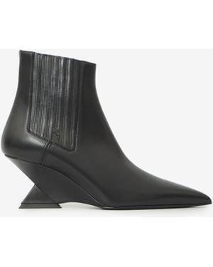 The Attico Cheope 65 Smooth Leather Wedge Boots - Black