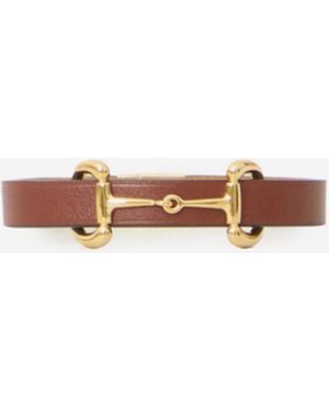 Gucci Leather Bracelet With Horsebit Detail - White