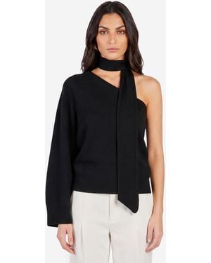 FEDERICA TOSI Oneshoulder Top With Scarf Detail - Black