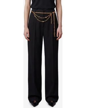 Saint Laurent Striped Satin Crepe Pants - Black