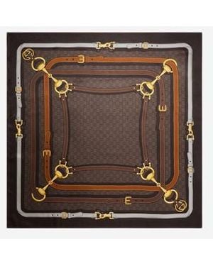 Gucci Gg Jacquard Silk Twill Printed Square Scarf - Brown