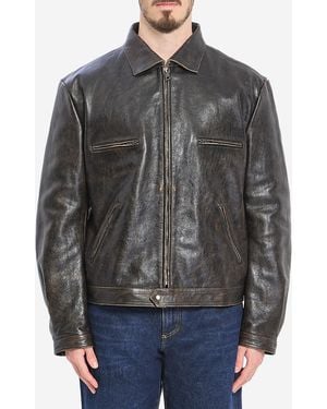 Dolce & Gabbana Agedeffect Leather Jacket - Grey