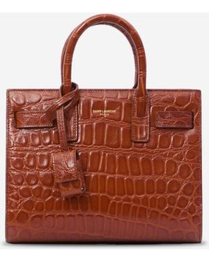 Saint Laurent Sac De Jour Nano Crocodile Bag - Red