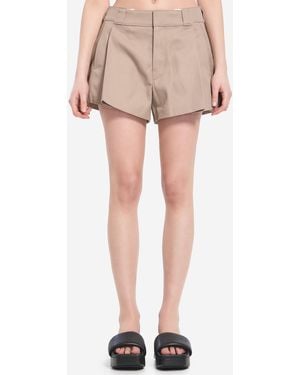 Alexander Wang Box-Pleated Workwear-Inspired Short - Natural
