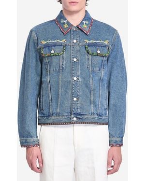 Valentino Garavani Beadembroidered Denim Jacket - Blue