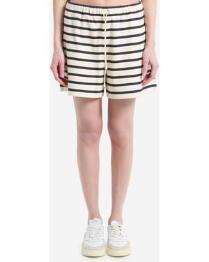 Moncler Striped Cotton Shorts - Natural