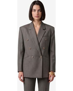 Frankie Shop Doublebreasted Jade Blazer - Grey