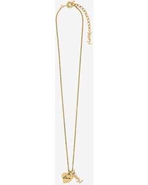 Saint Laurent Cassandre Heart Necklace - White