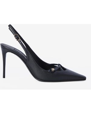 Dolce & Gabbana Leather Slingback Décolleté Court Shoes - Black