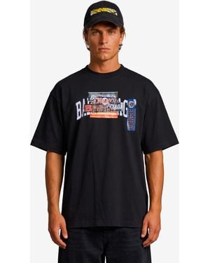 Balenciaga Medium Fit Bumper Stickers Tshirt - Black
