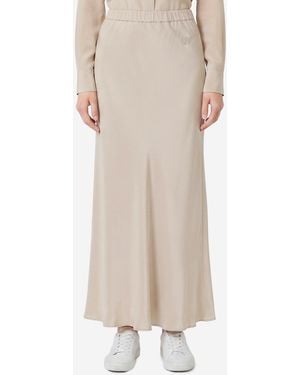 Max Mara Long Sospiro Silk Skirt - Natural