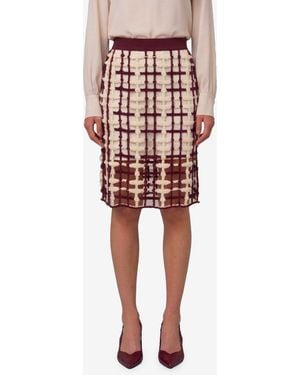 SUTTON NEW YORK Burgundy Mesh Midi Skirt - Red