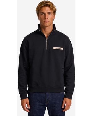 Jacquemus Gros Grain Zipneck Sweatshirt - Blue