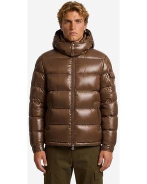 Moncler Short Maya Down Jacket - Brown