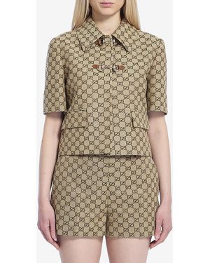 Gucci Giacca Gg Con Morsetto - Neutro