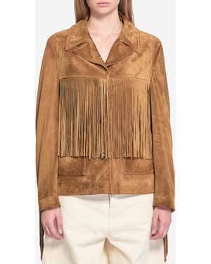 Golden Goose Suede Jacket With Bangs - Brown