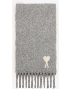 Ami Paris Alpaca Ami De Coeur Scarf - Grey