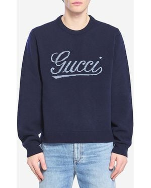 Gucci Wool Craw Neck Jumper - Blue