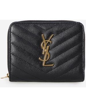 Saint Laurent Cassandre Matelass Compact Wallet - Black
