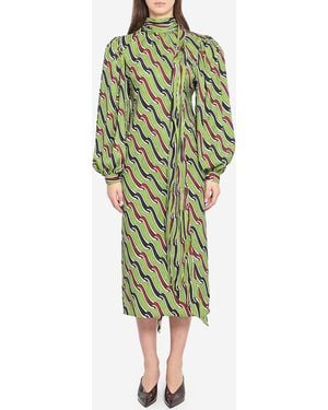 Gucci Printed Silk Dress - Green