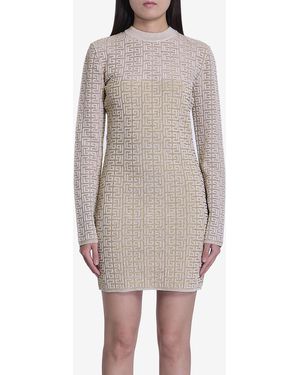 Balmain Pb Labyrinth Monogram Dress - Grey
