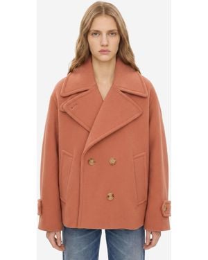 Chloé Oversized Short Wool Coat - Orange