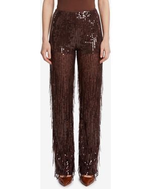 FEDERICA TOSI Trousers With Sequin And Fringes - Brown
