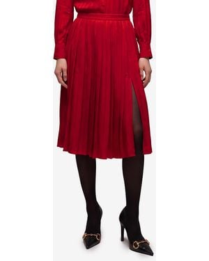 Gucci Interlocking G Chain Silk Jacquard Midi Skirt - Red