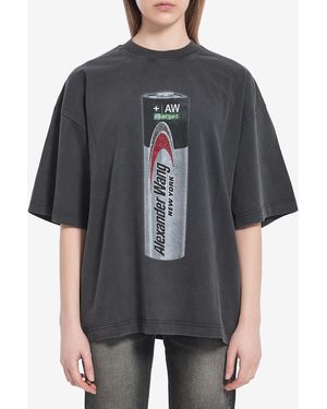 Alexander Wang Tshirt Con Motivo A Batteria - Nero