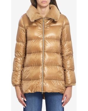 Herno Light Puffer With Collar Fur - Blue