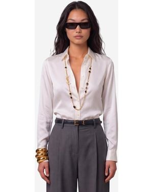 SUTTON NEW YORK Stretch Silk Shirt - White
