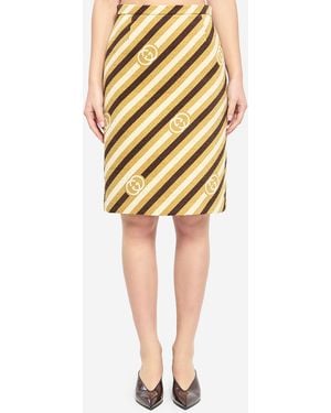 Gucci Diagonal Gg Longuette Skirt - Yellow