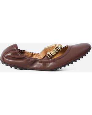 Tod's Ballet Flats Wit Eyelets - Brown