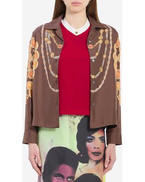 Versace Printed Silk Twill Shirt - Red