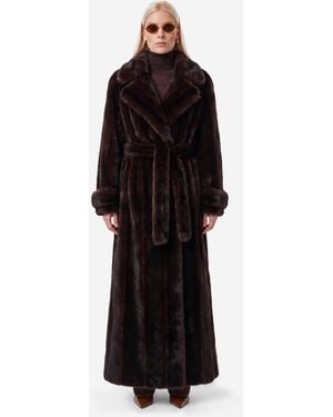 Frankie Shop Dark Daph Faux Fur Padded Trench Coat - Black