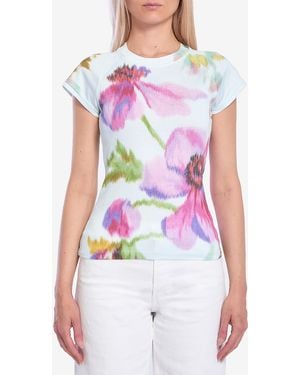 Loewe Tshirt Con Stampo Floreale - Bianco
