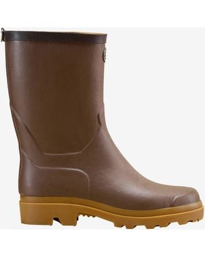 Le Chameau Zermatt Leather Lined Short Wellington Boot - Brown
