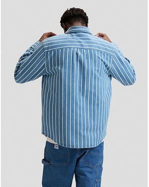 Lee Jeans Workwear Relaxed No Pocket Button Down Shirt - Blue