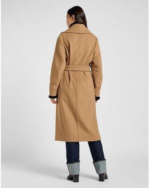 Lee Jeans Relaxed Long Wool Coat - Natural