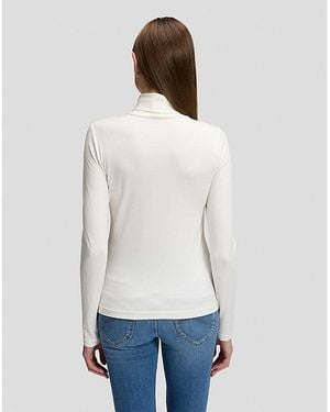 Lee Jeans Slim Long Sve Turtleneck Top - White